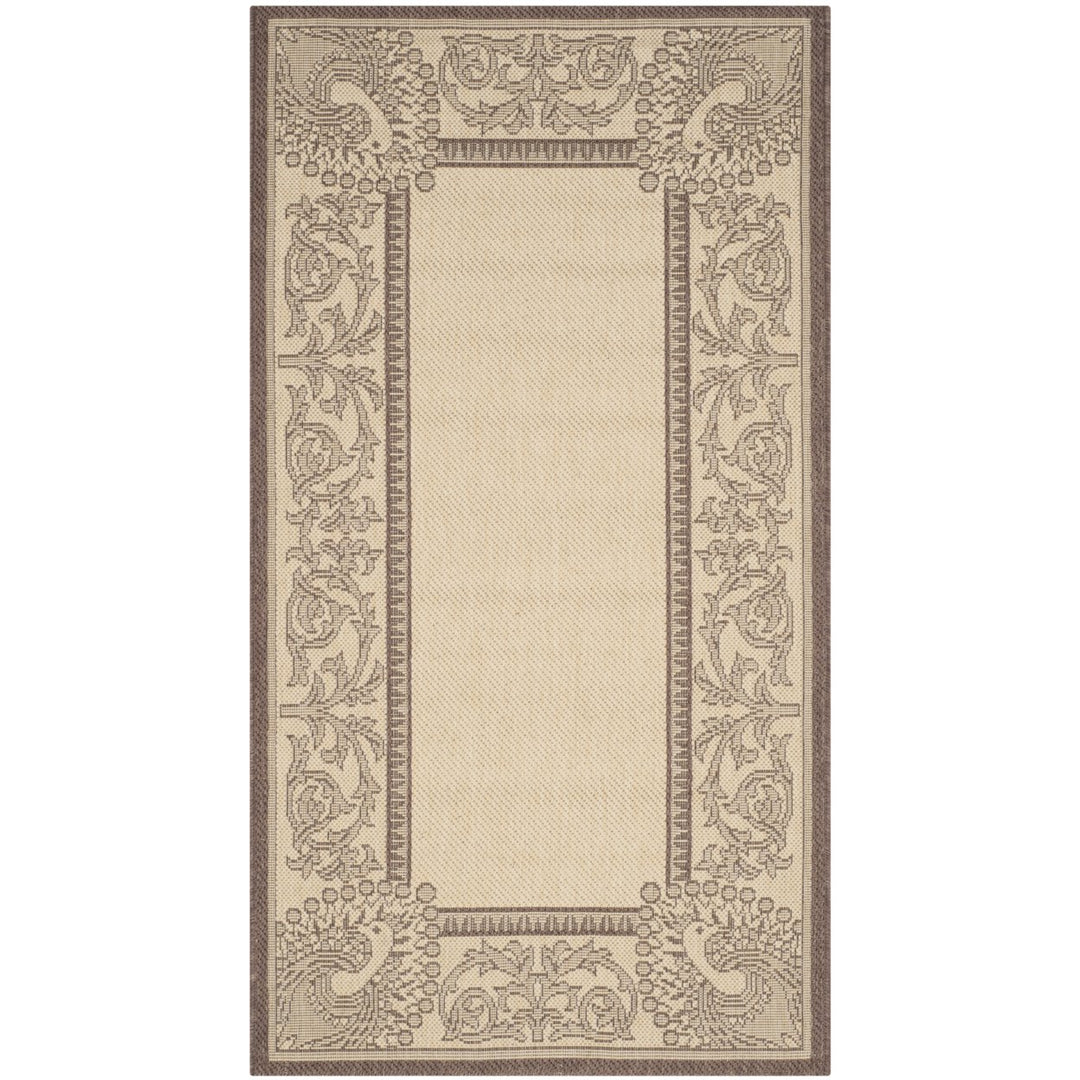 SAFAVIEH Outdoor CY2965-3401 Courtyard Natural / Chocolate Rug Image 1