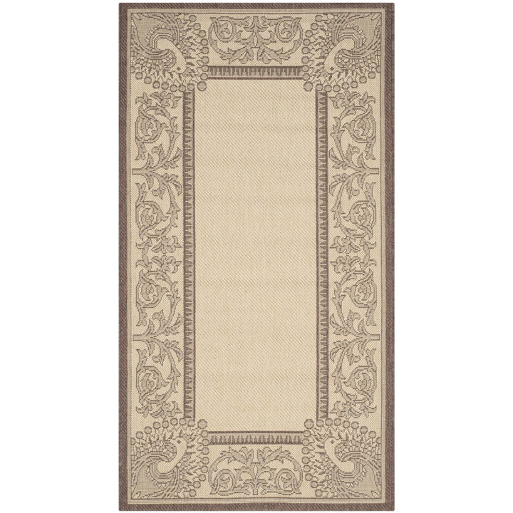 SAFAVIEH Outdoor CY2965-3401 Courtyard Natural / Chocolate Rug Image 1