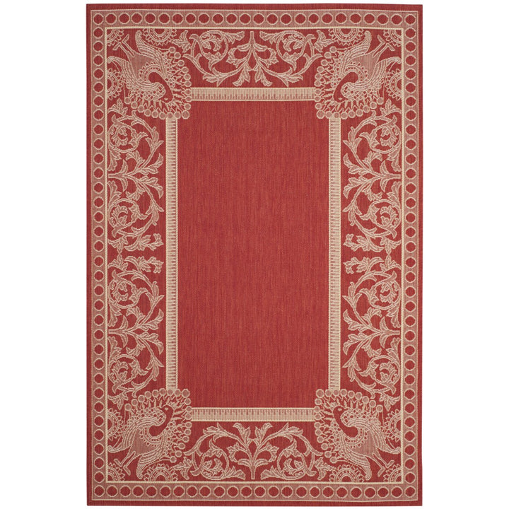 SAFAVIEH Outdoor CY2965-3707 Courtyard Red / Natural Rug Image 1