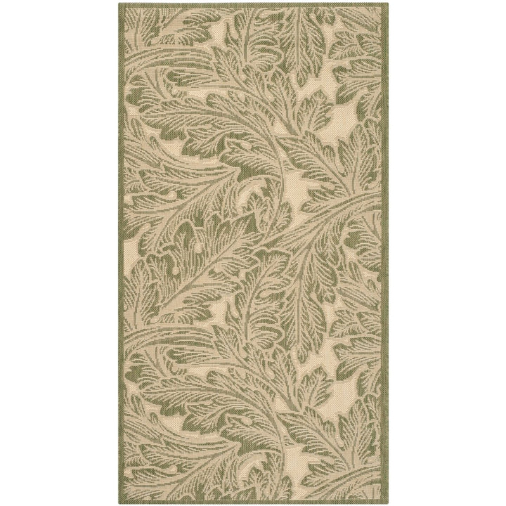 SAFAVIEH Outdoor CY2996-1E01 Courtyard Natural / Olive Rug Image 1