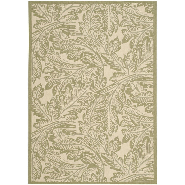 SAFAVIEH Outdoor CY2996-1E01 Courtyard Natural / Olive Rug Image 1