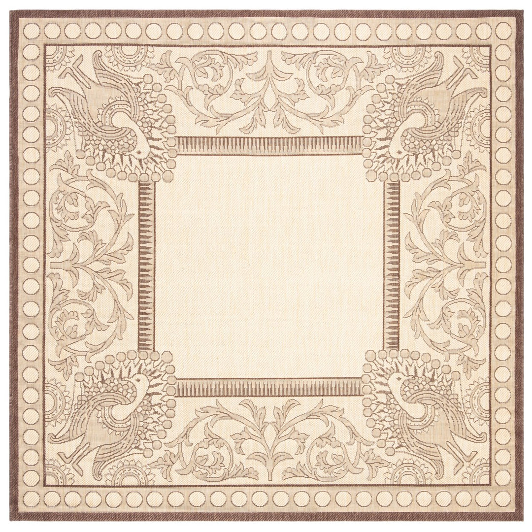 SAFAVIEH Outdoor CY2965-3401 Courtyard Natural / Chocolate Rug Image 1