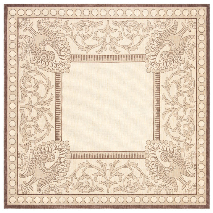 SAFAVIEH Outdoor CY2965-3401 Courtyard Natural / Chocolate Rug Image 1