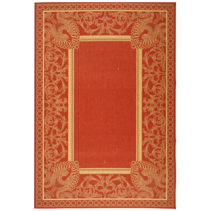 SAFAVIEH Outdoor CY2965-3707 Courtyard Red / Natural Rug Image 1