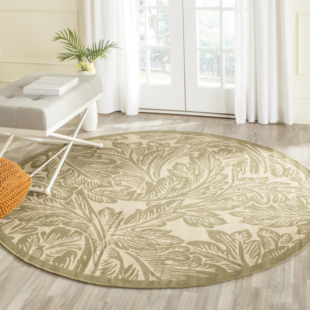 SAFAVIEH Outdoor CY2996-1E01 Courtyard Natural / Olive Rug Image 11