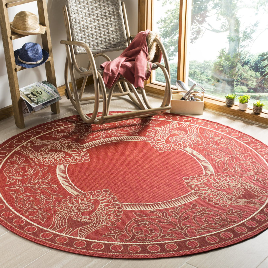 SAFAVIEH Outdoor CY2965-3707 Courtyard Red / Natural Rug Image 10