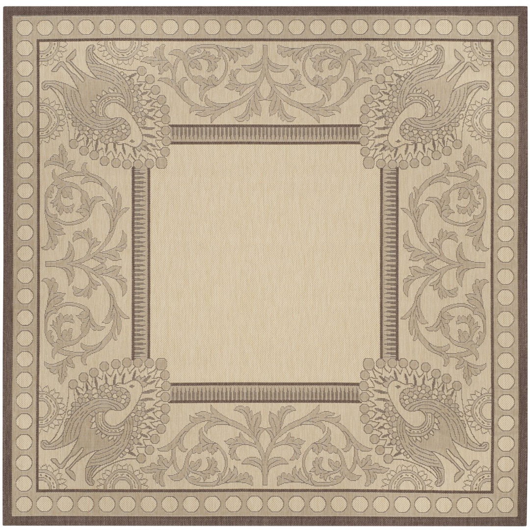 SAFAVIEH Outdoor CY2965-3401 Courtyard Natural / Chocolate Rug Image 1