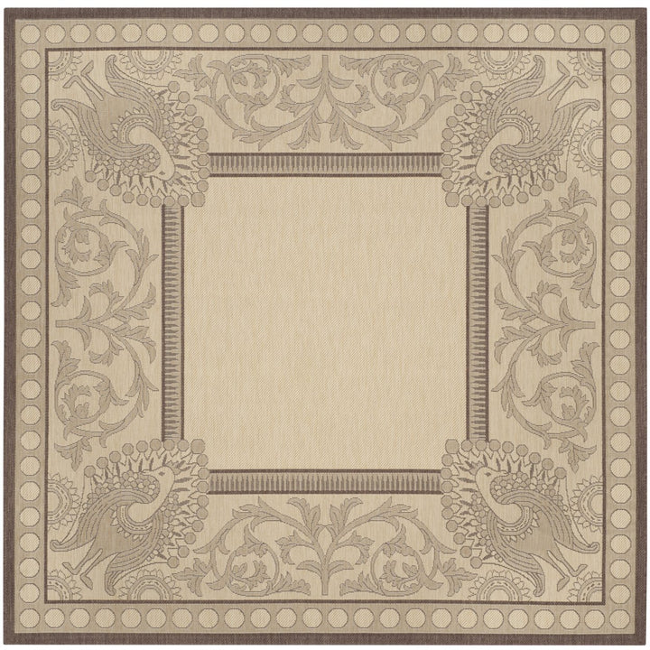 SAFAVIEH Outdoor CY2965-3401 Courtyard Natural / Chocolate Rug Image 1