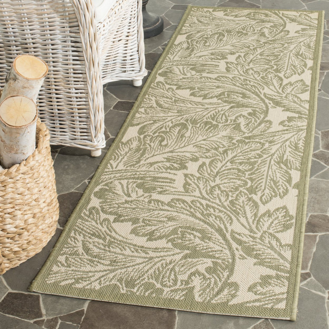 SAFAVIEH Outdoor CY2996-1E01 Courtyard Natural / Olive Rug Image 12