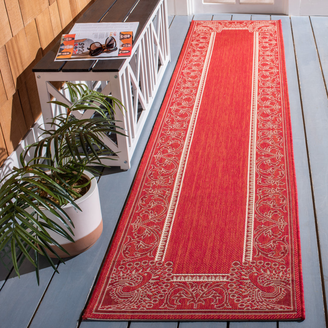 SAFAVIEH Outdoor CY2965-3707 Courtyard Red / Natural Rug Image 11