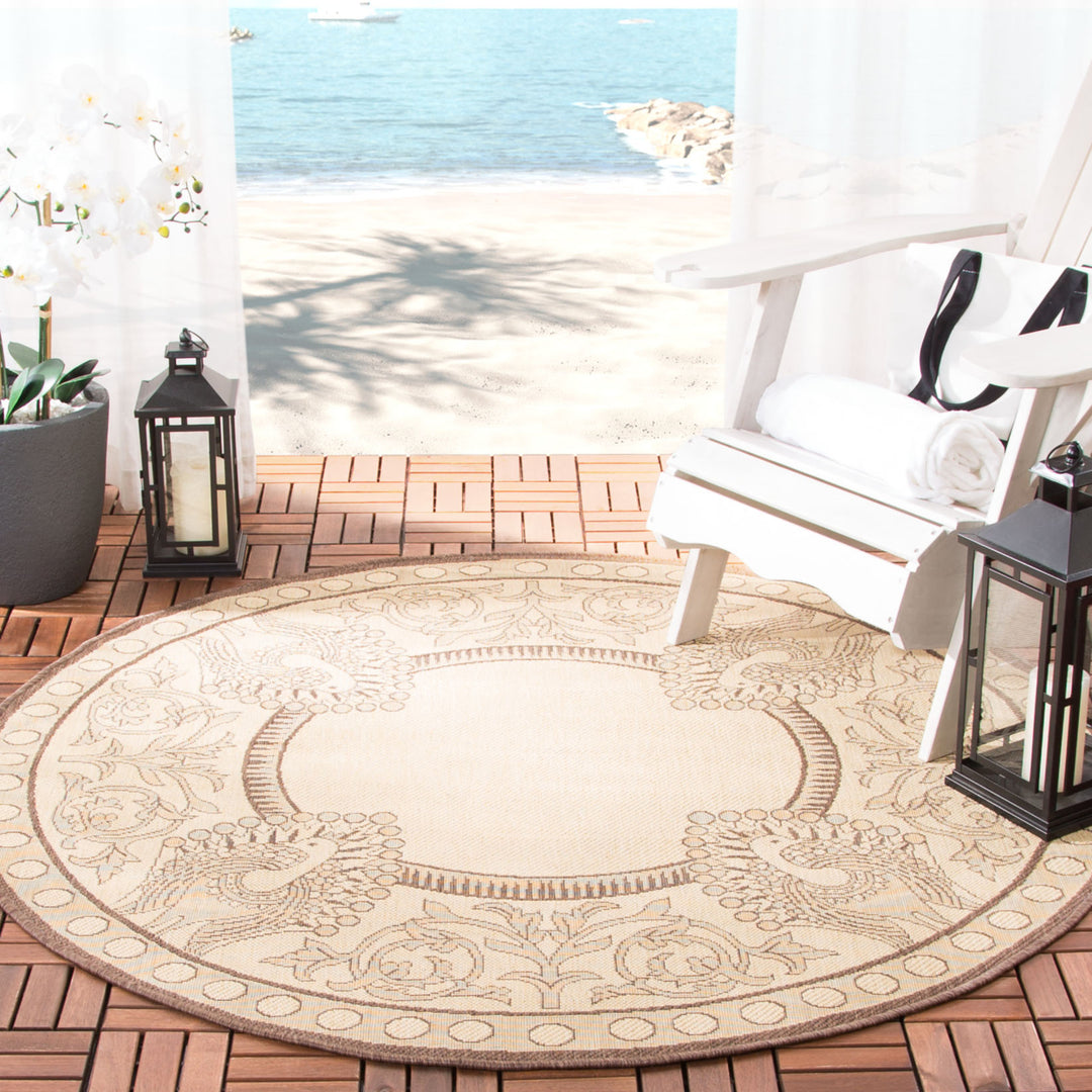 SAFAVIEH Outdoor CY2965-3401 Courtyard Natural / Chocolate Rug Image 12
