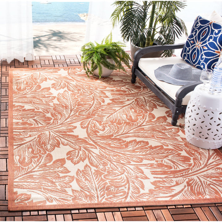 SAFAVIEH Outdoor CY2996-3201 Courtyard Natural / Terra Rug Image 1