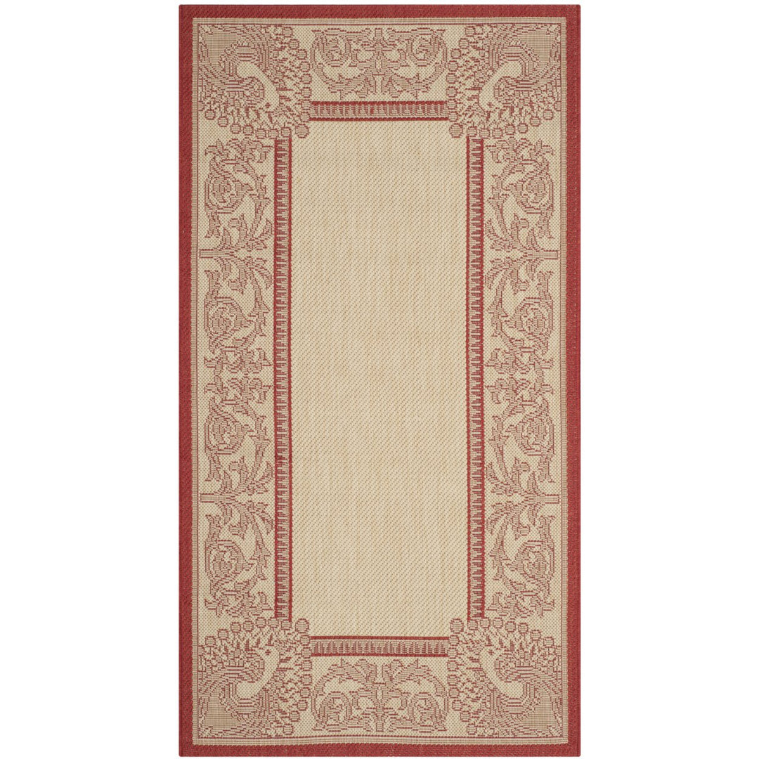 SAFAVIEH Outdoor CY2965-3701 Courtyard Natural / Red Rug Image 4