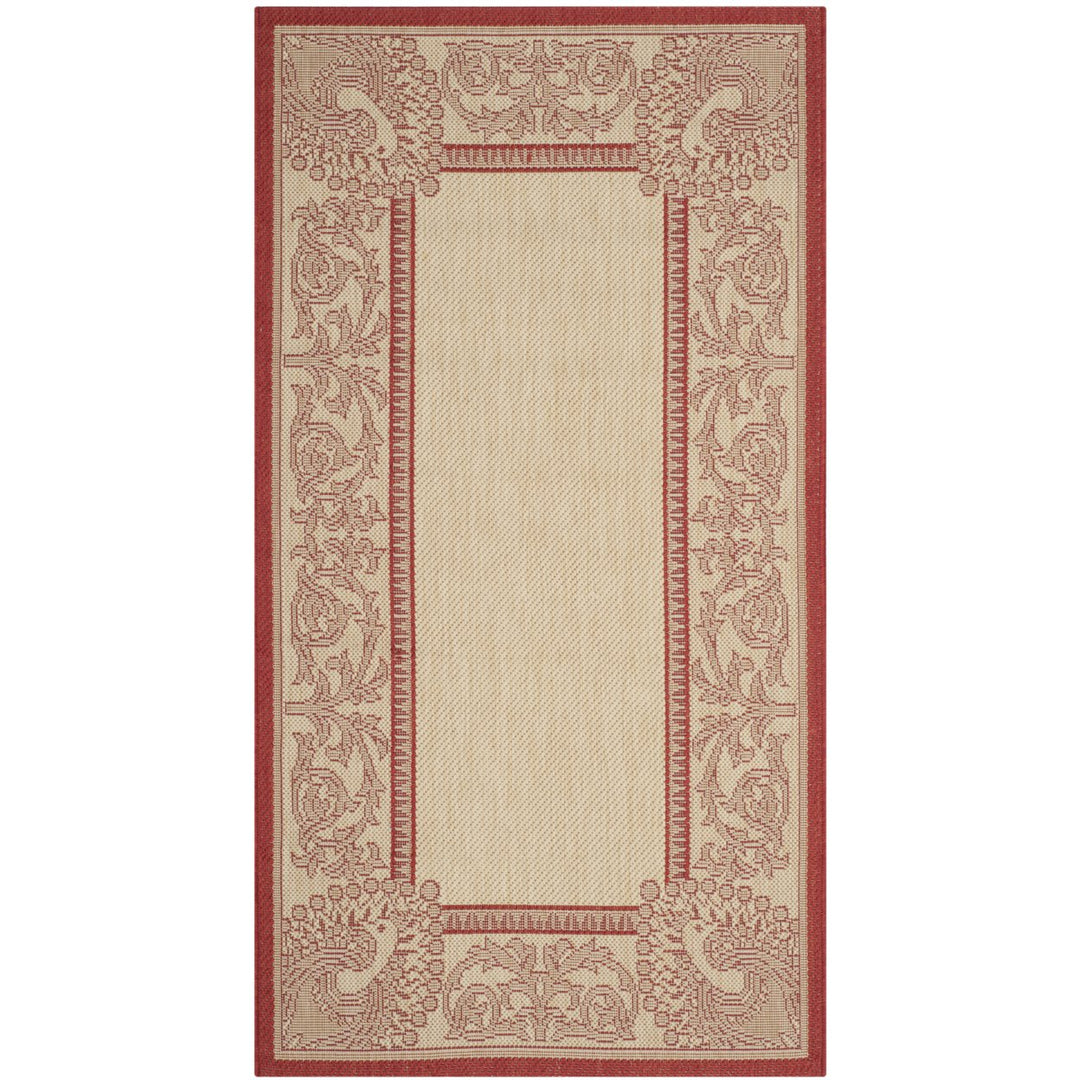 SAFAVIEH Outdoor CY2965-3701 Courtyard Natural / Red Rug Image 1