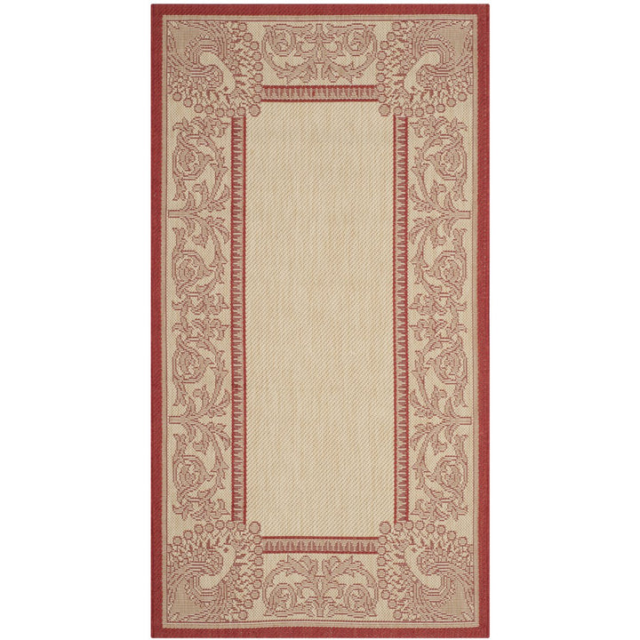 SAFAVIEH Outdoor CY2965-3701 Courtyard Natural / Red Rug Image 1