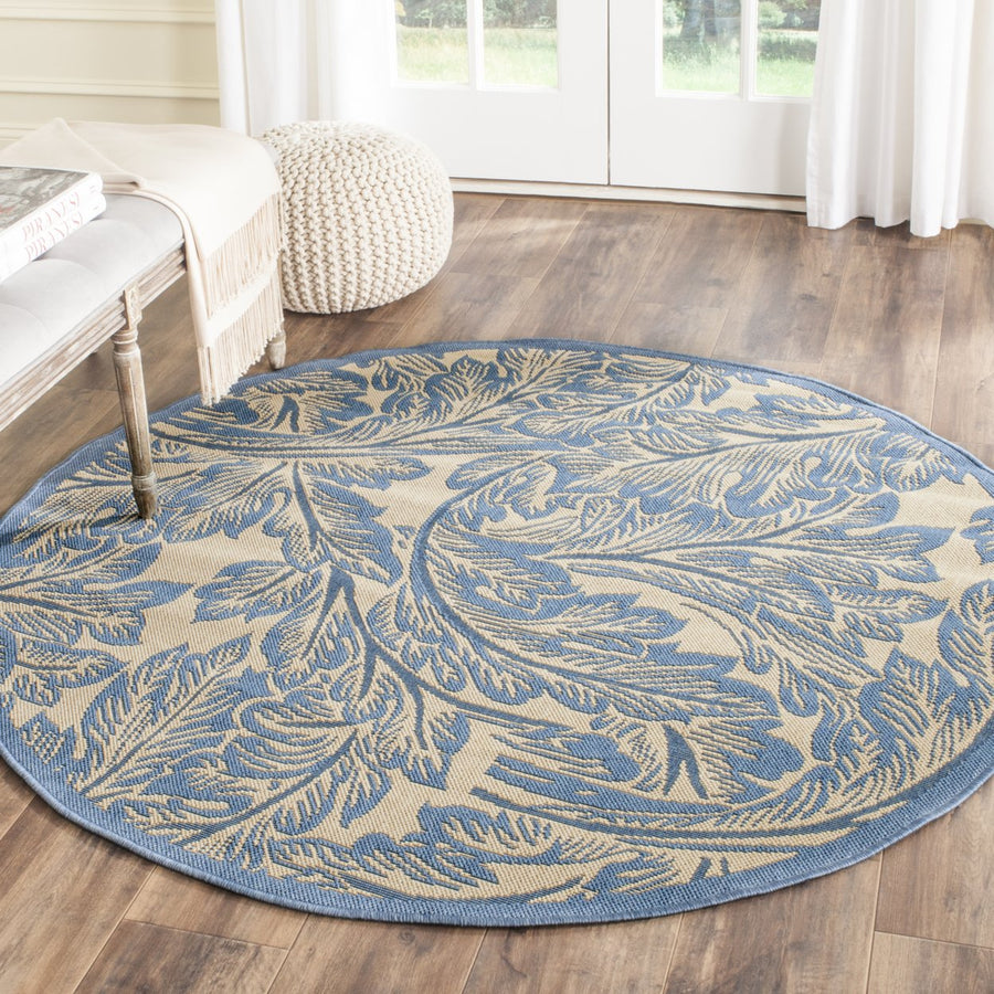 SAFAVIEH Outdoor CY2996-3101 Courtyard Natural / Blue Rug Image 1