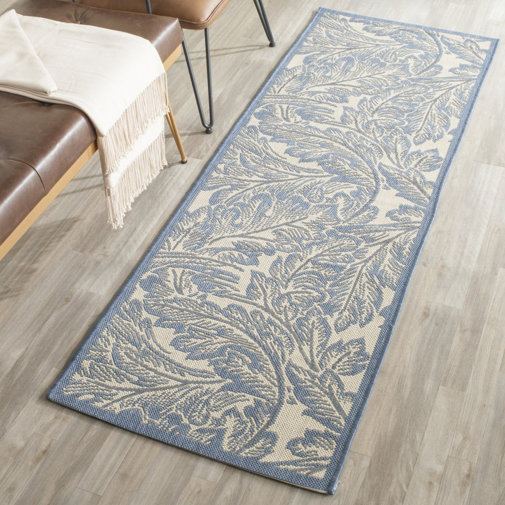 SAFAVIEH Outdoor CY2996-3101 Courtyard Natural / Blue Rug Image 2