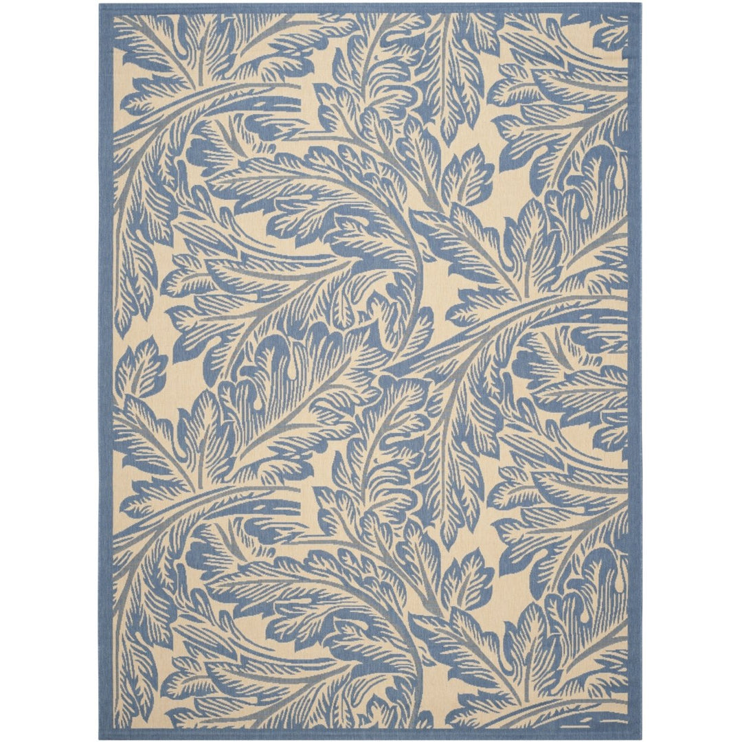 SAFAVIEH Outdoor CY2996-3101 Courtyard Natural / Blue Rug Image 3