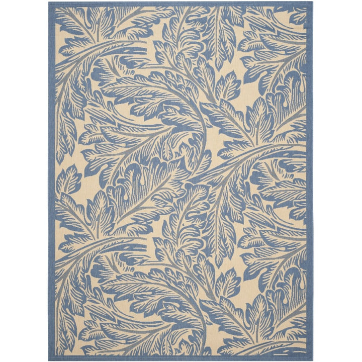 SAFAVIEH Outdoor CY2996-3101 Courtyard Natural / Blue Rug Image 1
