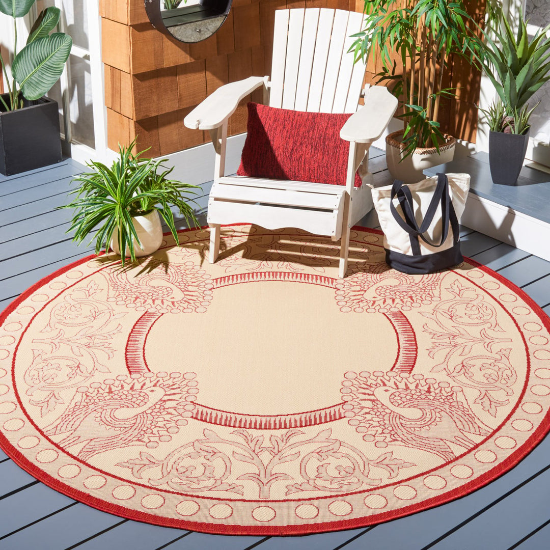SAFAVIEH Outdoor CY2965-3701 Courtyard Natural / Red Rug Image 12