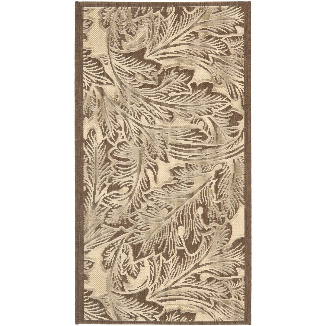 SAFAVIEH Outdoor CY2996-3401 Courtyard Natural / Chocolate Rug Image 1