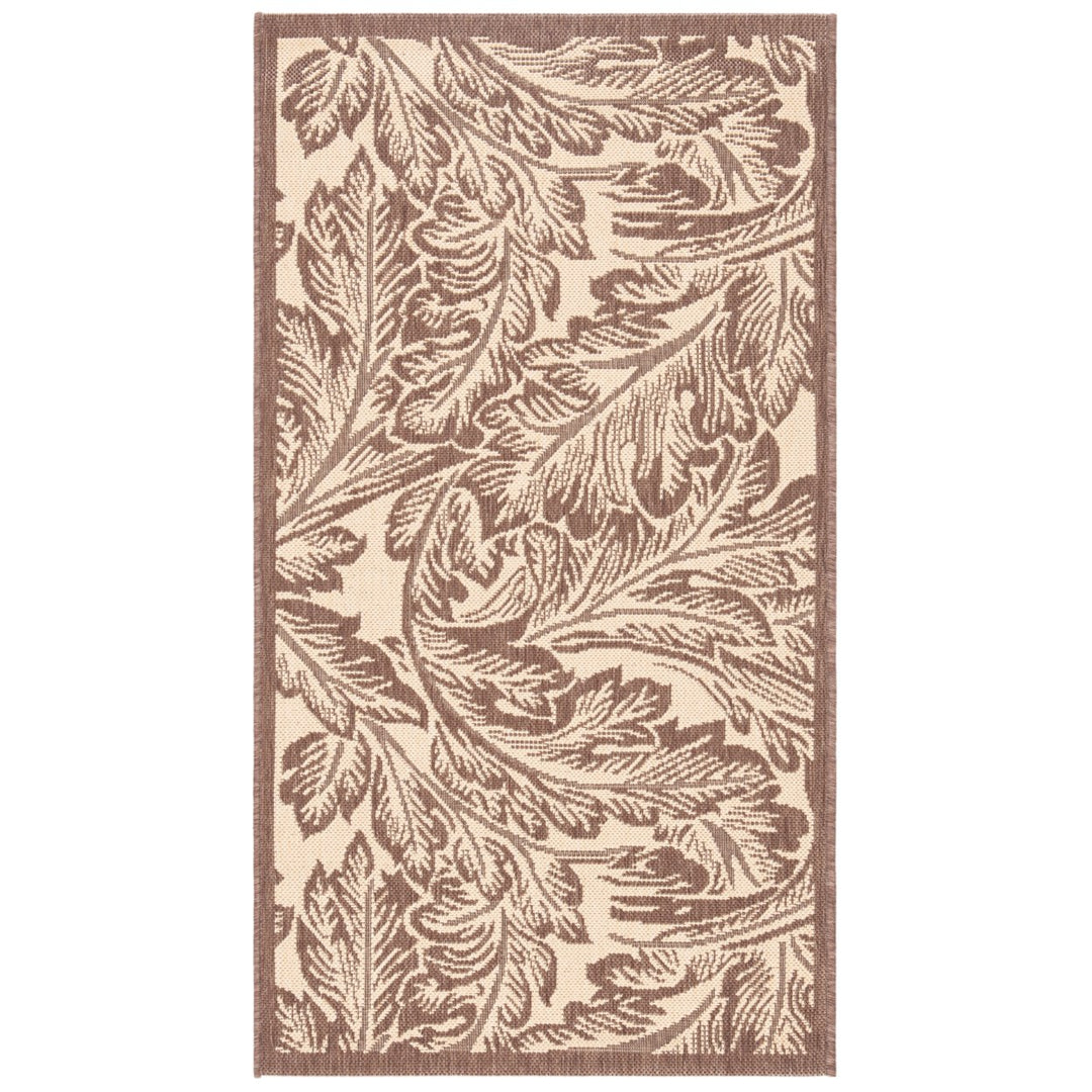 SAFAVIEH Outdoor CY2996-3401 Courtyard Natural / Chocolate Rug Image 1