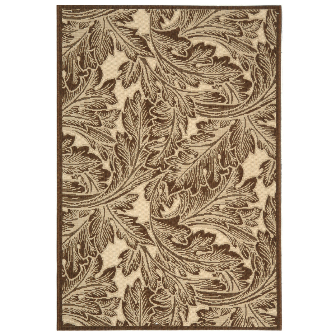 SAFAVIEH Outdoor CY2996-3401 Courtyard Natural / Chocolate Rug Image 5