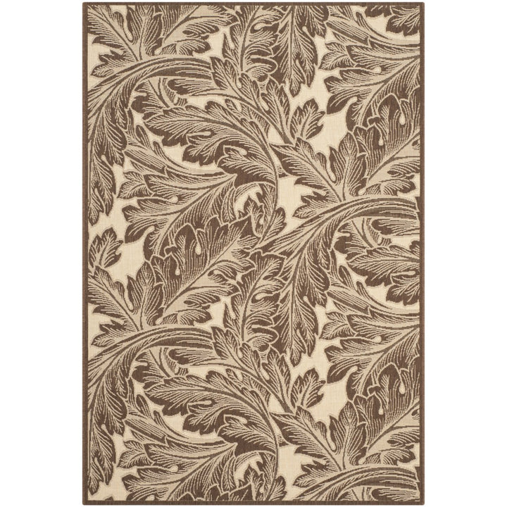 SAFAVIEH Outdoor CY2996-3401 Courtyard Natural / Chocolate Rug Image 1