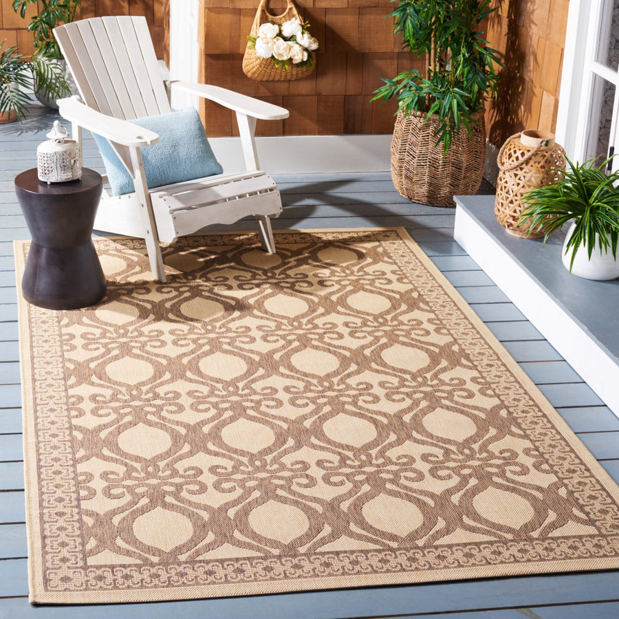 SAFAVIEH Outdoor CY3040-3001 Courtyard Natural / Brown Rug Image 1