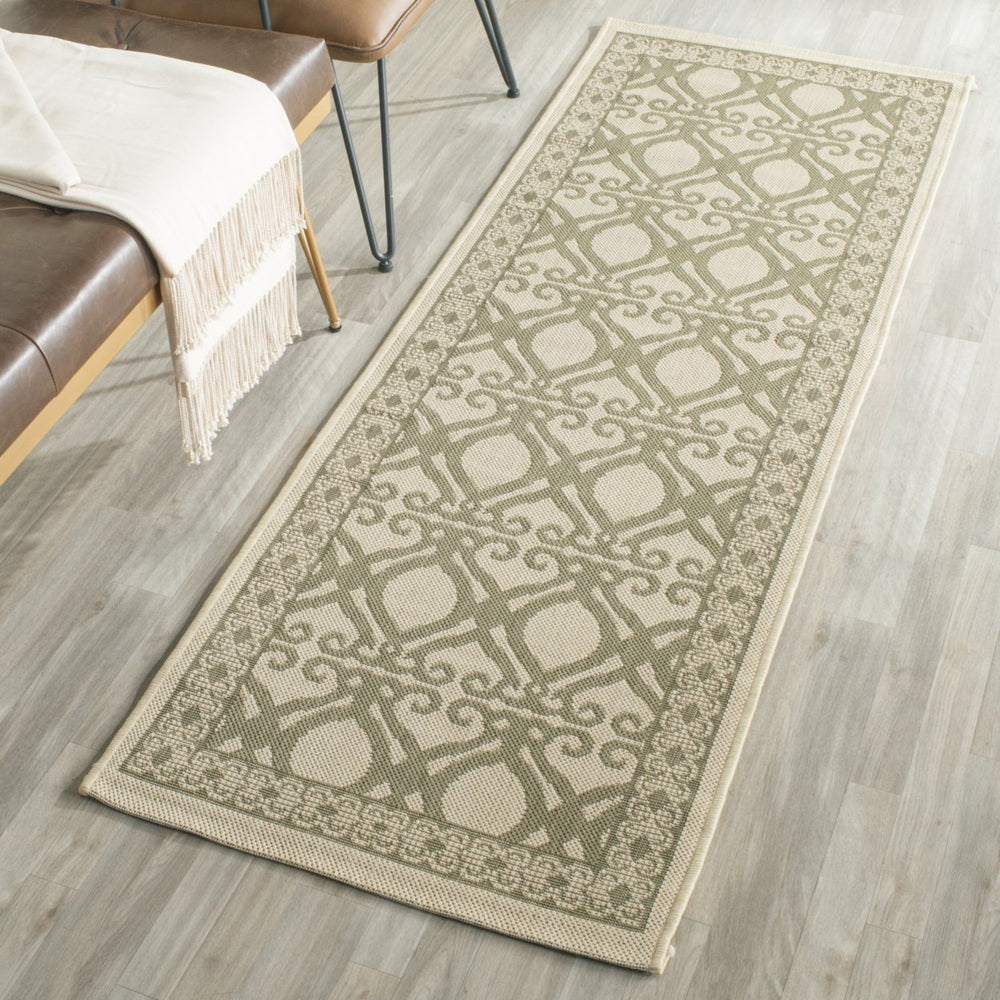 SAFAVIEH Outdoor CY3040-1E01 Courtyard Natural / Olive Rug Image 2