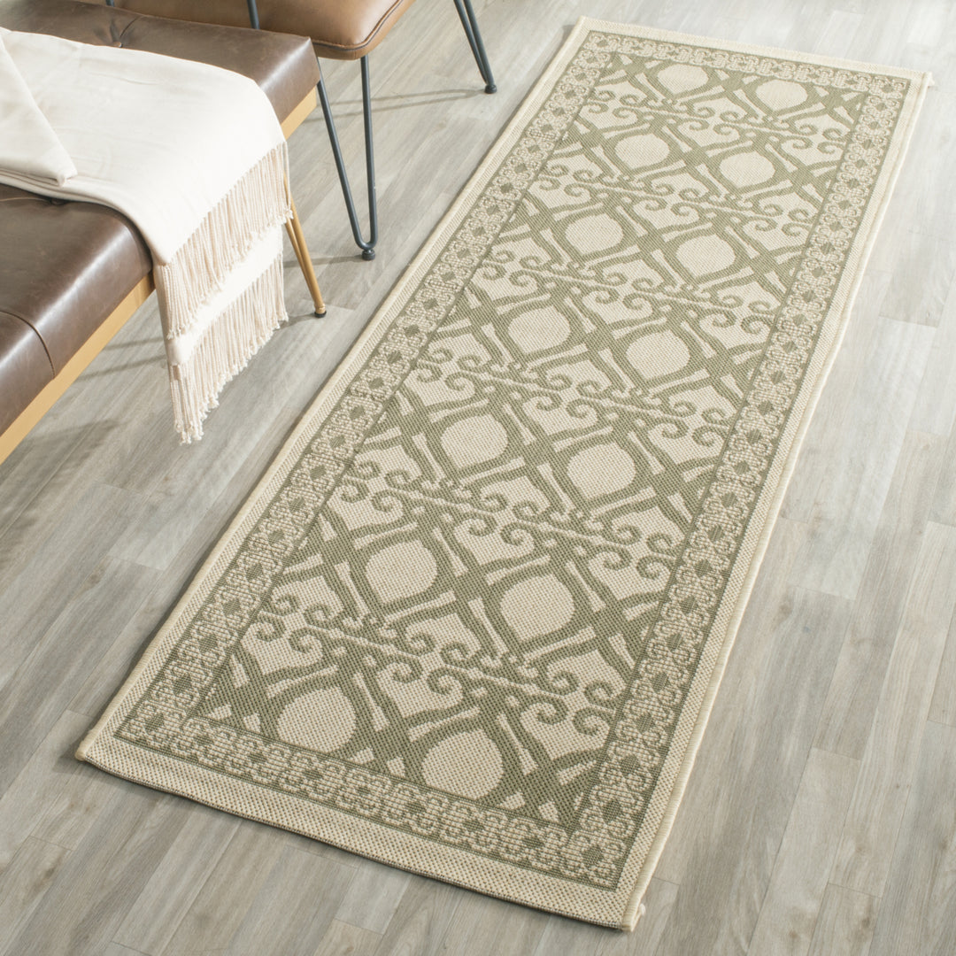 SAFAVIEH Outdoor CY3040-1E01 Courtyard Natural / Olive Rug Image 2