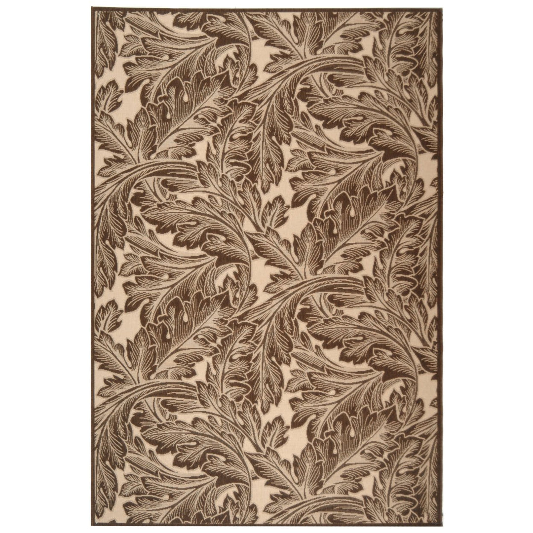 SAFAVIEH Outdoor CY2996-3401 Courtyard Natural / Chocolate Rug Image 1