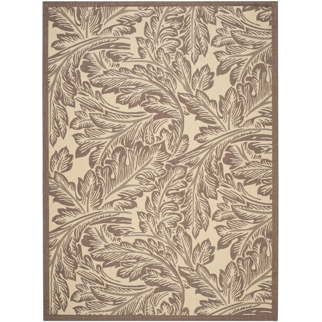 SAFAVIEH Outdoor CY2996-3401 Courtyard Natural / Chocolate Rug Image 1