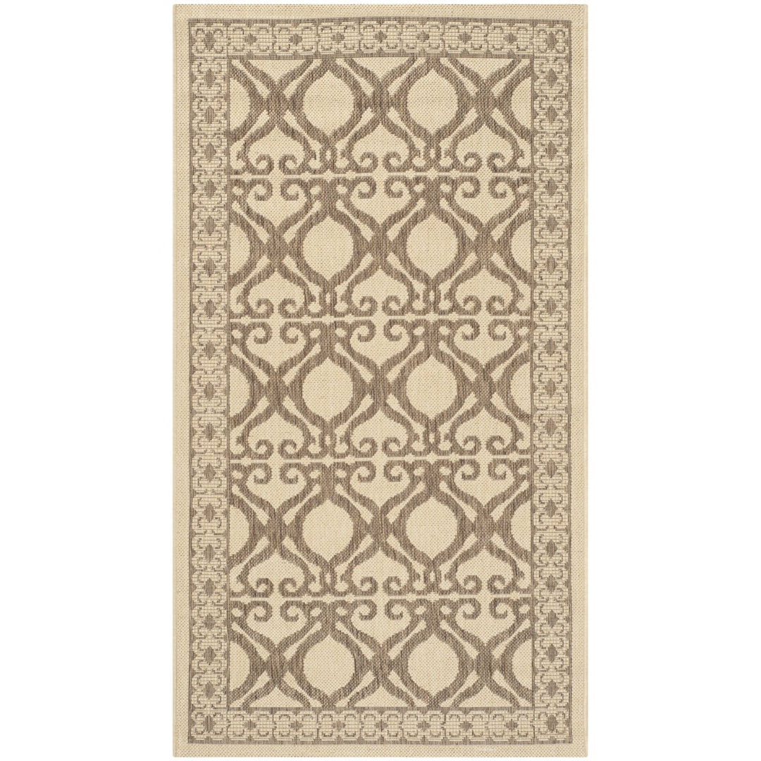 SAFAVIEH Outdoor CY3040-3001 Courtyard Natural / Brown Rug Image 1