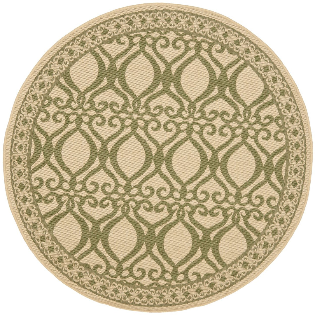 SAFAVIEH Outdoor CY3040-1E01 Courtyard Natural / Olive Rug Image 1