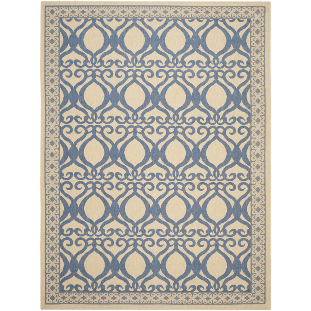 SAFAVIEH Outdoor CY3040-3101 Courtyard Natural / Blue Rug Image 4