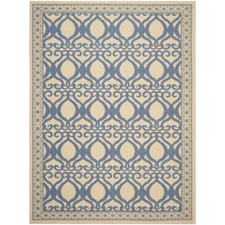 SAFAVIEH Outdoor CY3040-3101 Courtyard Natural / Blue Rug Image 4
