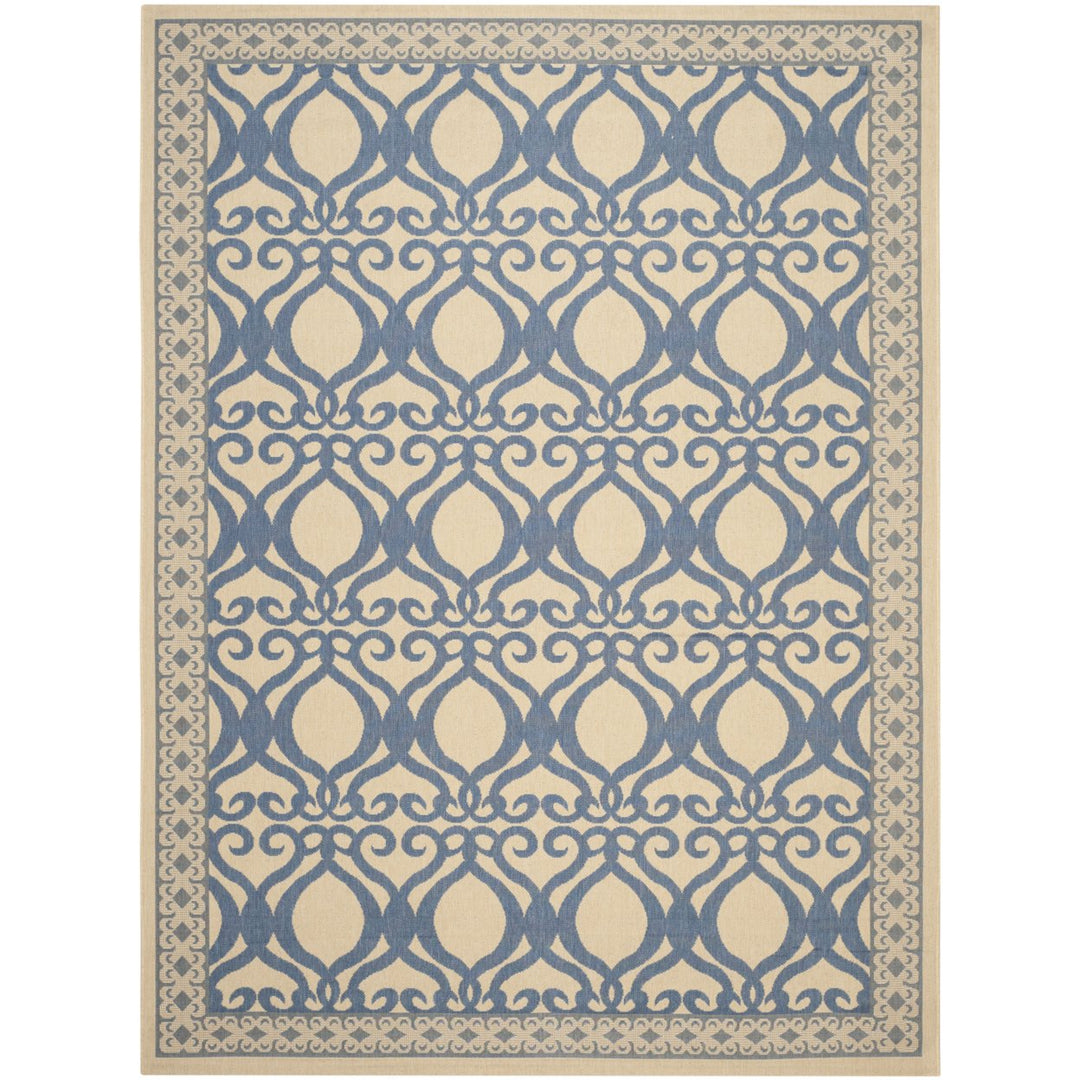 SAFAVIEH Outdoor CY3040-3101 Courtyard Natural / Blue Rug Image 1