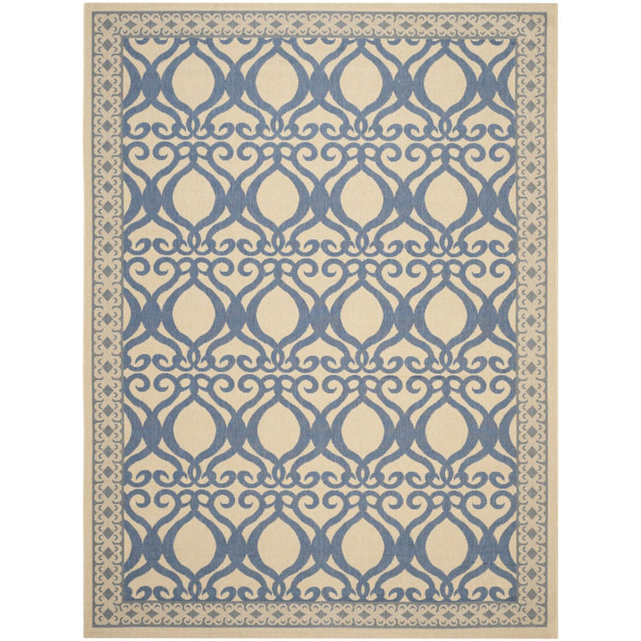 SAFAVIEH Outdoor CY3040-3101 Courtyard Natural / Blue Rug Image 1