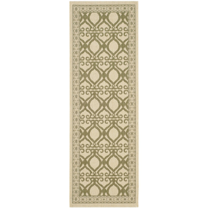 SAFAVIEH Outdoor CY3040-1E01 Courtyard Natural / Olive Rug Image 5