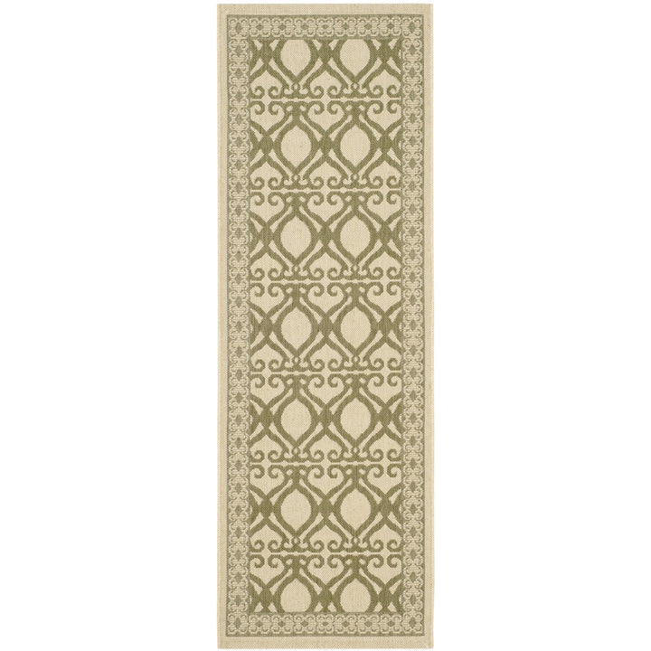 SAFAVIEH Outdoor CY3040-1E01 Courtyard Natural / Olive Rug Image 1