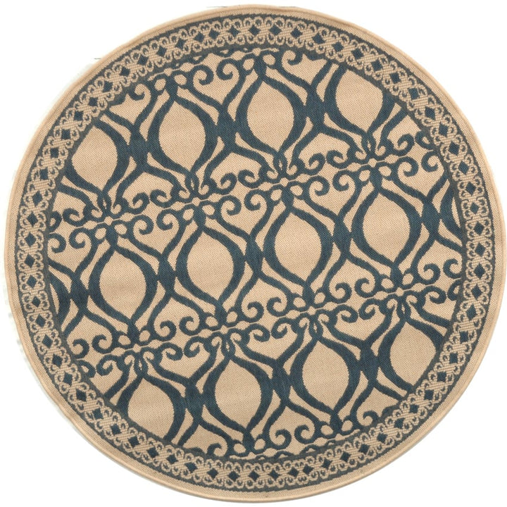 SAFAVIEH Outdoor CY3040-3101 Courtyard Natural / Blue Rug Image 5