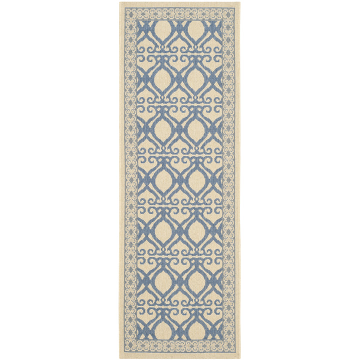 SAFAVIEH Outdoor CY3040-3101 Courtyard Natural / Blue Rug Image 6