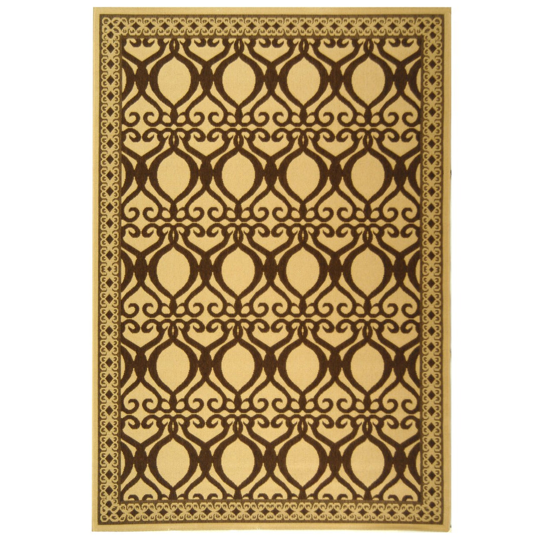 SAFAVIEH Outdoor CY3040-3001 Courtyard Natural / Brown Rug Image 1