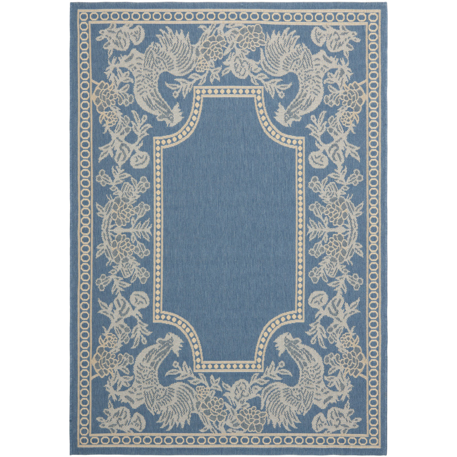 SAFAVIEH Outdoor CY3305-3103 Courtyard Blue / Natural Rug Image 1