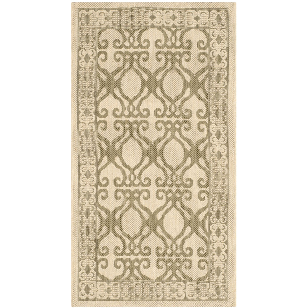 SAFAVIEH Outdoor CY3040-1E01 Courtyard Natural / Olive Rug Image 1