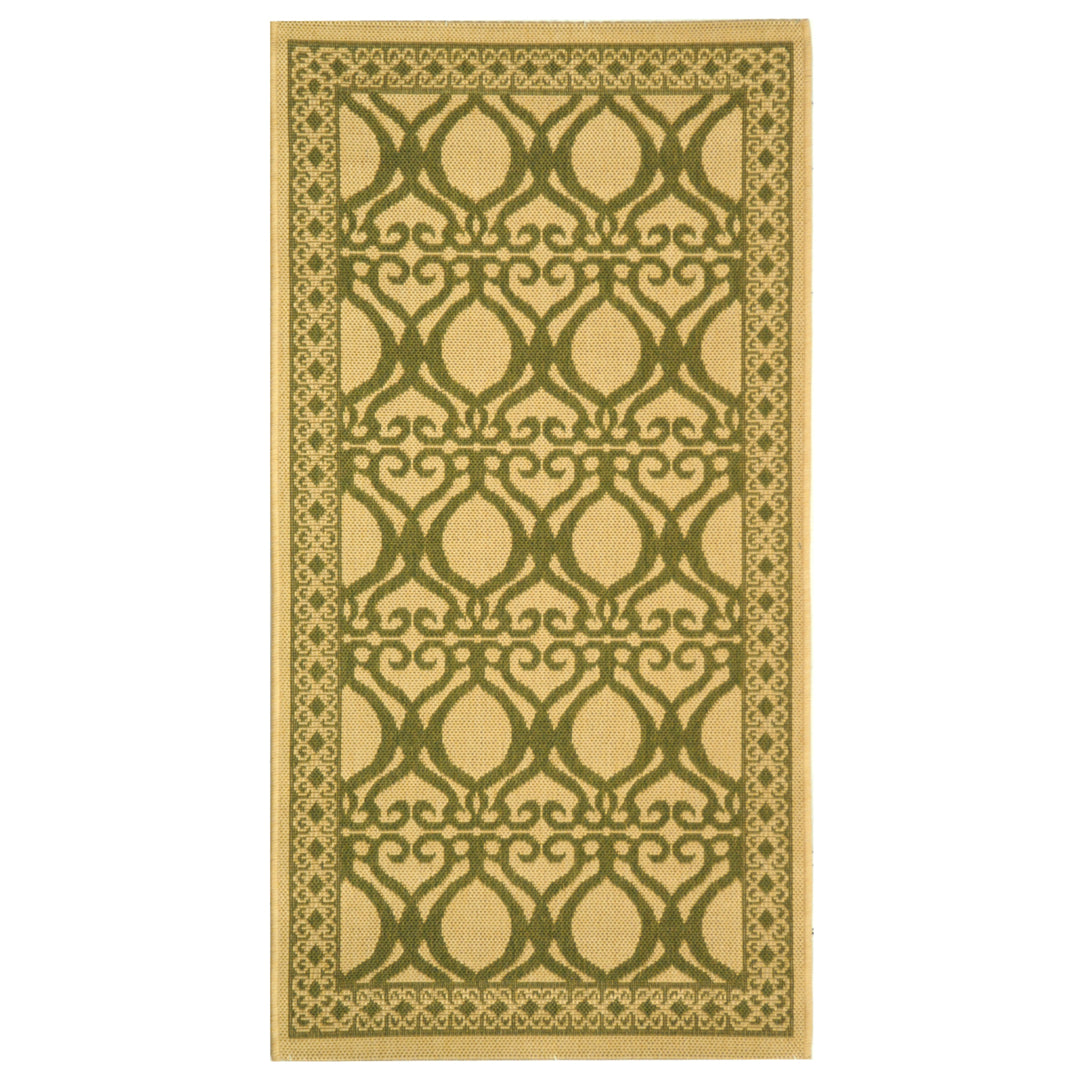 SAFAVIEH Outdoor CY3040-1E01 Courtyard Natural / Olive Rug Image 8