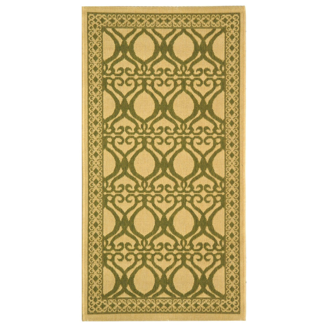 SAFAVIEH Outdoor CY3040-1E01 Courtyard Natural / Olive Rug Image 1