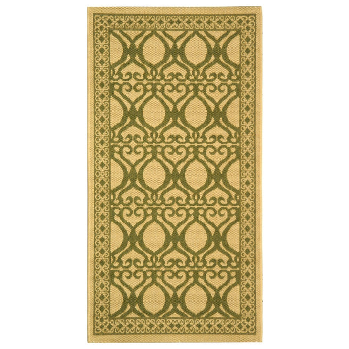 SAFAVIEH Outdoor CY3040-1E01 Courtyard Natural / Olive Rug Image 1