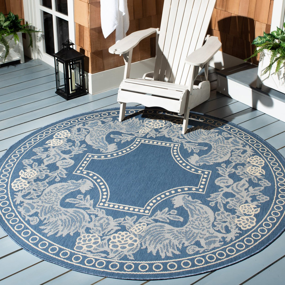 SAFAVIEH Outdoor CY3305-3103 Courtyard Blue / Natural Rug Image 2